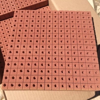 Bloco de construção vermelho de cerâmica com buracos circulares