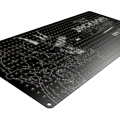 Placa de circuito impresso preta com marcações técnicas e texto MK2 PRO V2