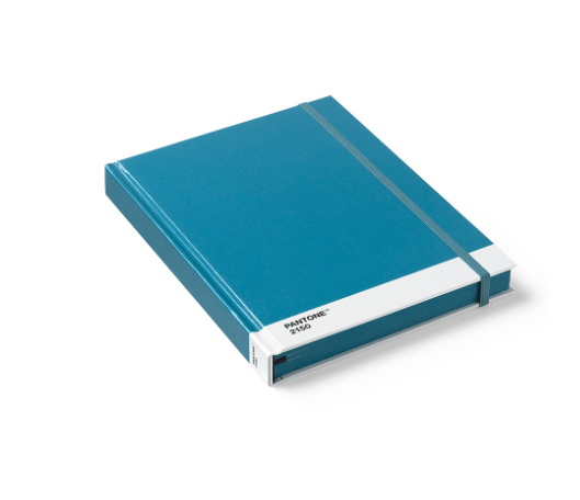 PANTONE - NOTEBOOK LARGE Caderno azul Pantone 2935 com elástico cinzento e faixa branca com texto