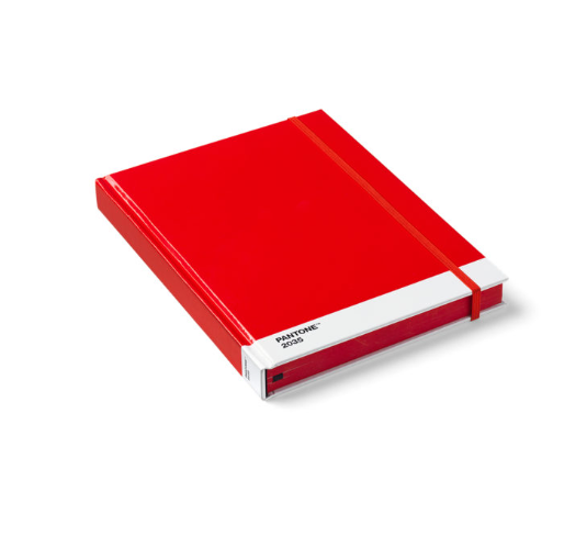 PANTONE - NOTEBOOK LARGE Caderno vermelho com faixa branca e elástico.