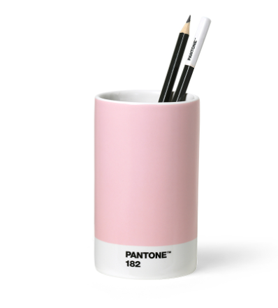 PANTONE - PENCIL CUP Recipiente rosa Pantone 182 com lápis preto e branco