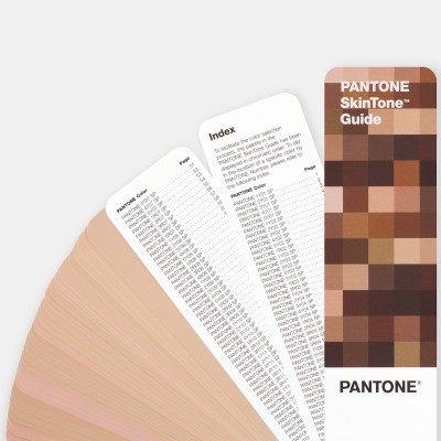 Guia Pantone SkinTone com amostras de cores em leque e texto