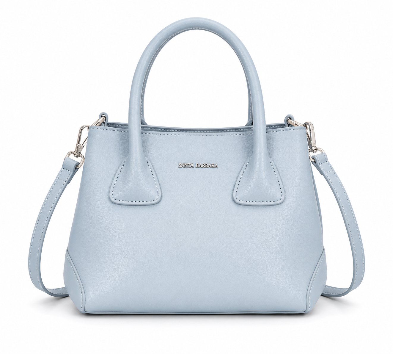 Bolsa Elegance Azul Serenity Mala de mão azul clara com alça de ombro e logótipo SANTA BARBARA