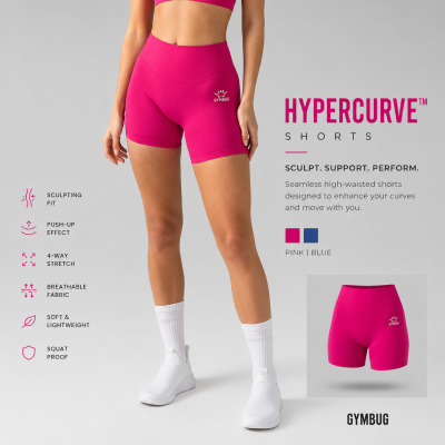 Shorts rosa desportivos de cintura alta com logo Gymbug