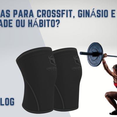 Joelheiras pretas para desporto e pessoa a fazer levantamento de peso