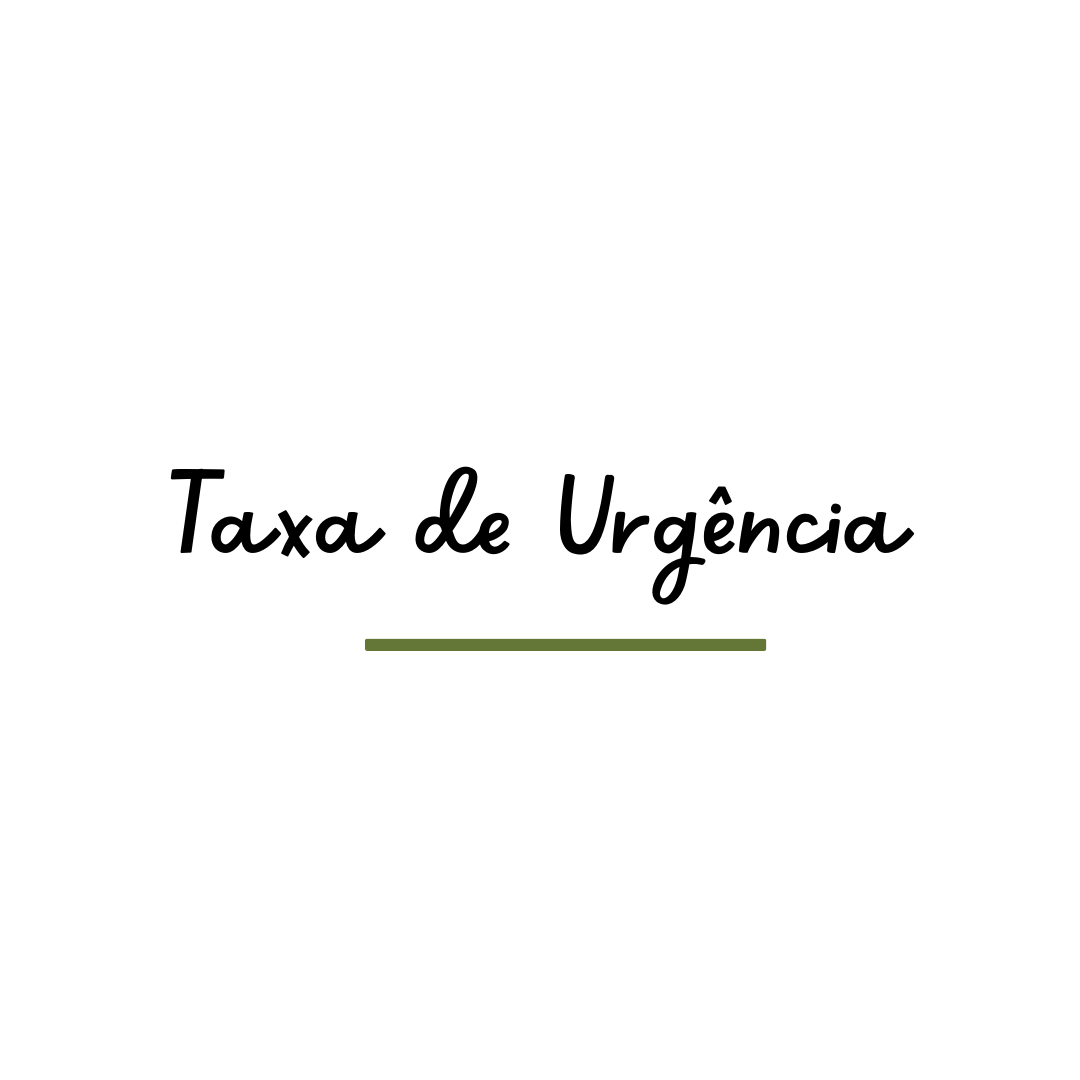 Taxa de Urgência Texto Taxa de Urgência com linha verde em fundo branco
