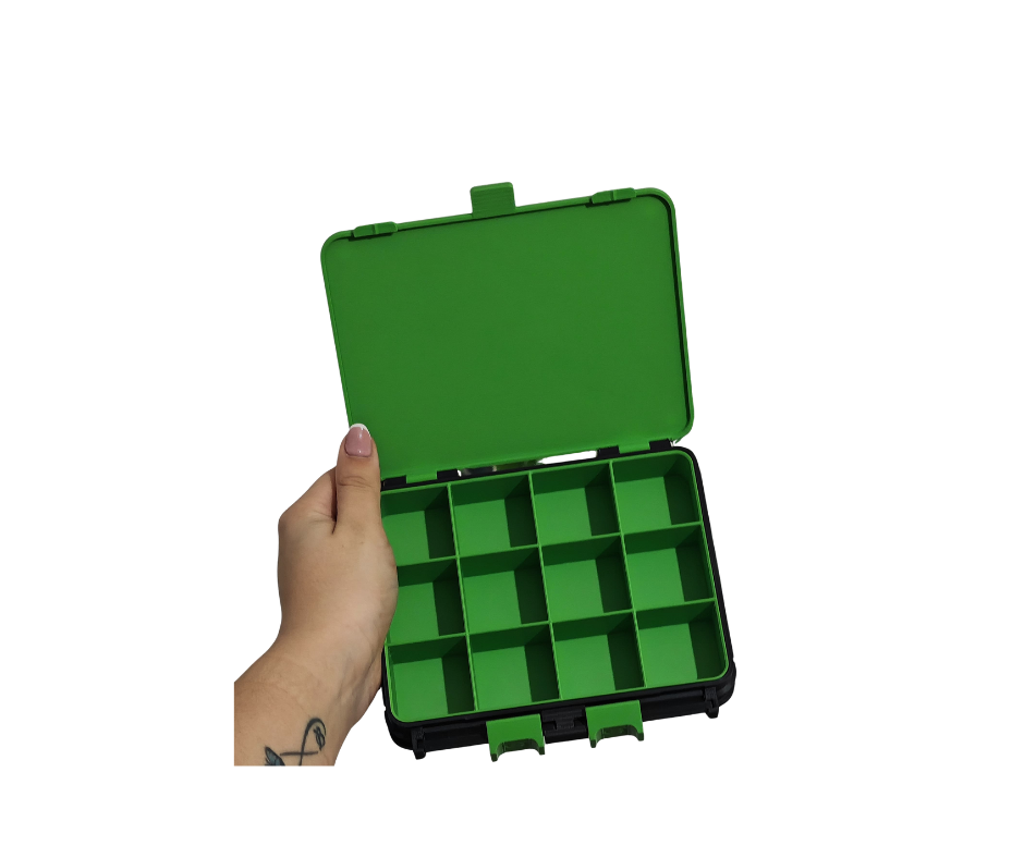 Caixa de Arrumação Modular Caixa organizadora verde com compartimentos quadrados