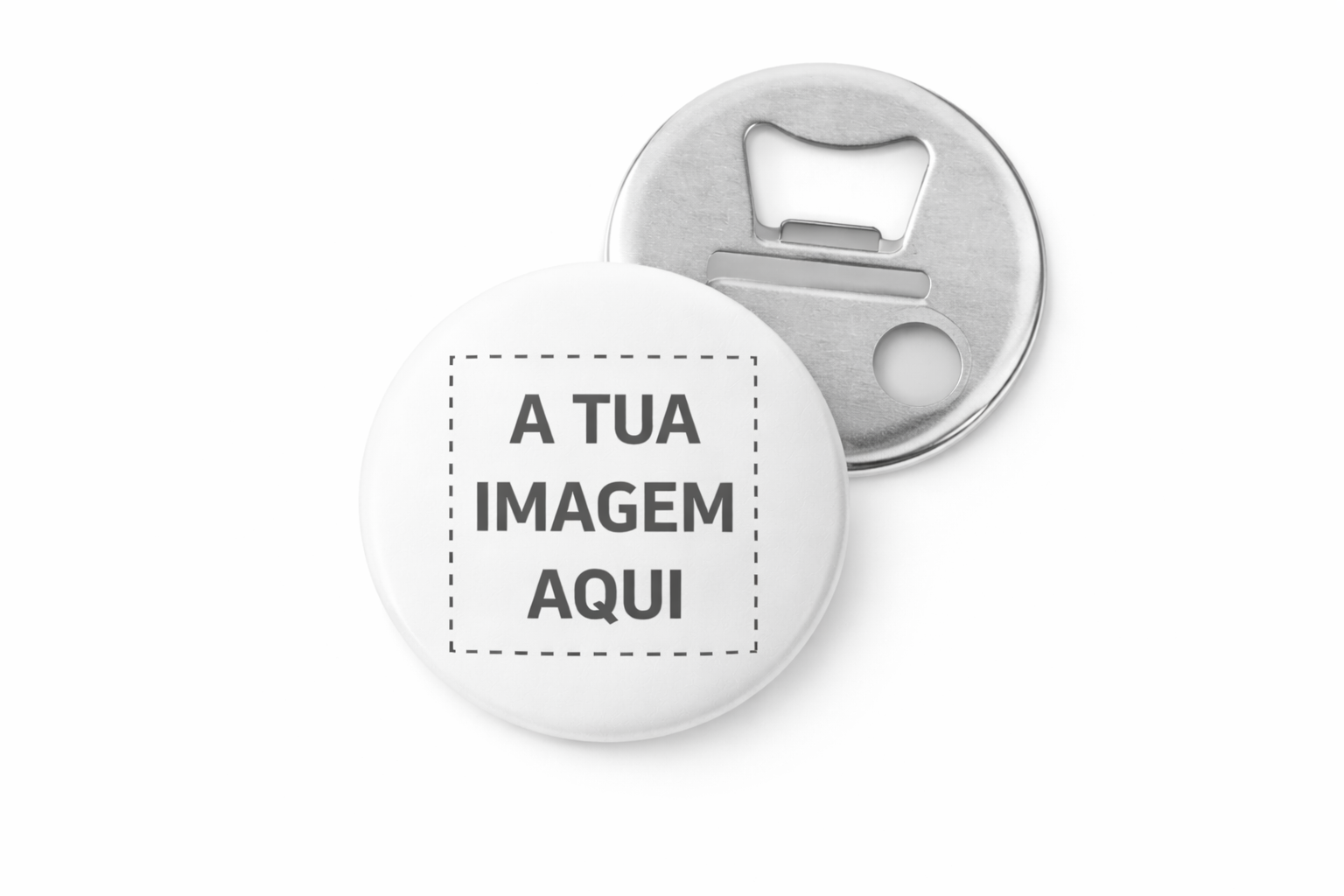 Cria o teu Presente Abridor de garrafas redondo com frente branca personalizada