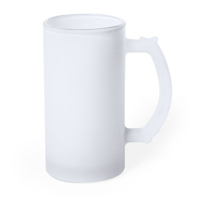 Caneca de vidro fosco branco com pega robusta