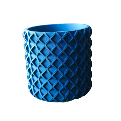 Vaso de plantas azul texturizado em fundo branco