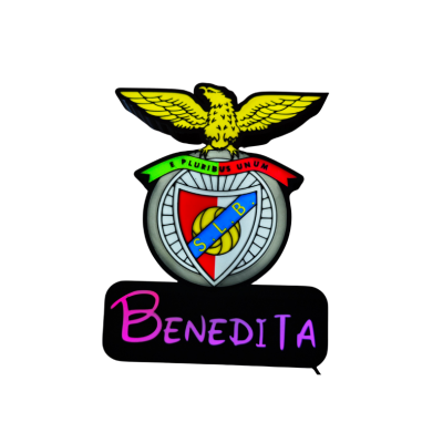 Emblema SLB colorido com bandeira verde e vermelha e texto BENEDITA