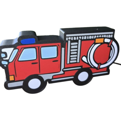 Figura de borracha de camião de bombeiros vermelho