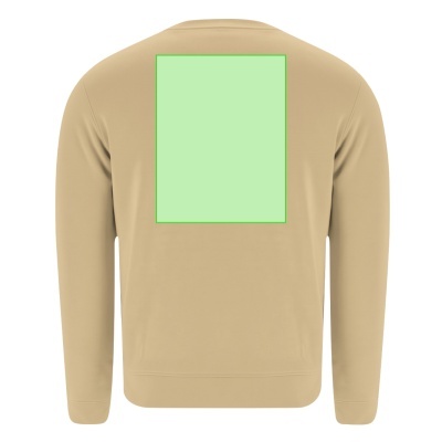 Sweatshirt bege com padrão retangular verde claro nas costas