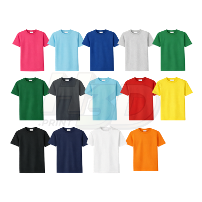 Conjunto de t-shirts básicas de várias cores sólidas em fundo branco