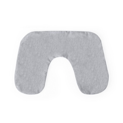 Almofada de apoio cinza em formato U sobre fundo branco