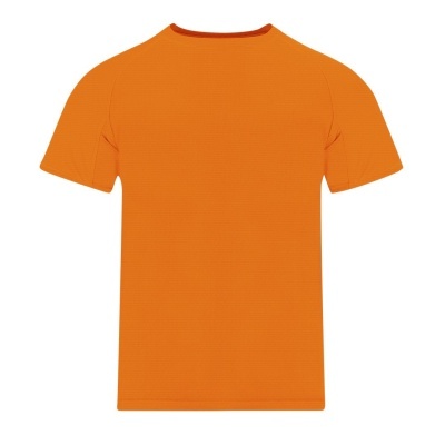 T-shirt laranja de manga curta vista de costas
