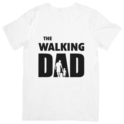 T-shirt branca com estampa preta THE WALKING DAD nas costas