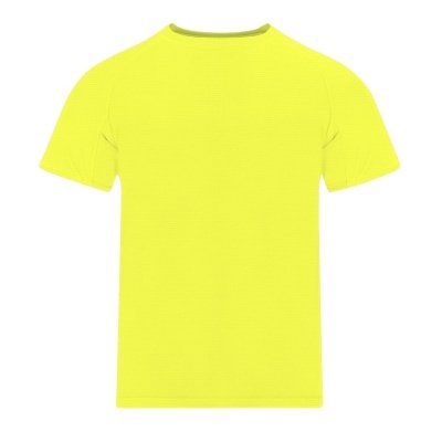 Camiseta amarela fluorescente de manga curta vista de costas
