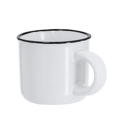 Caneca branca com borda preta