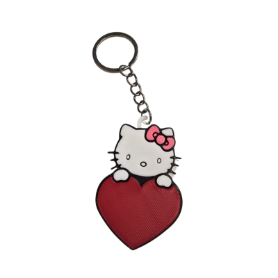 Porta-chaves Hello Kitty com coração vermelho