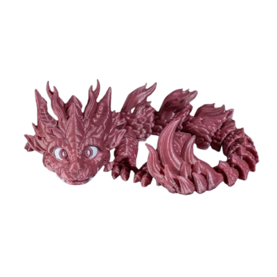 Figura de dragão cor-de-rosa com olhos brancos sobre fundo branco