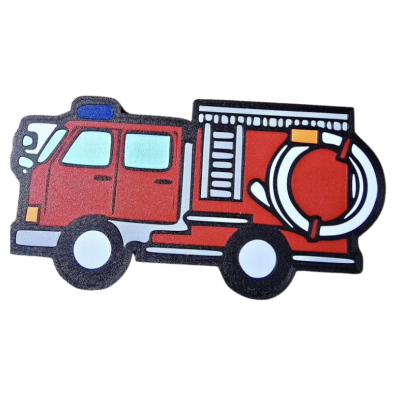 Tapete infantil formato camião de bombeiros vermelho