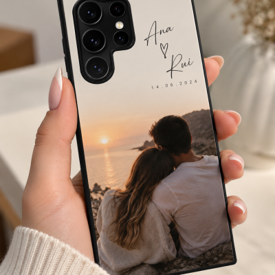 Capa de telemóvel personalizada com fotografia e texto Ana Rui 14.06.2024