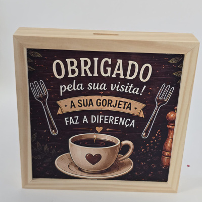 Placa decorativa de madeira com mensagem de agradecimento em português