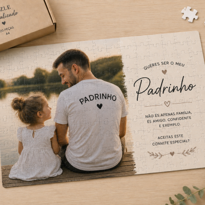 quebra-cabeças personalizado convite Padrinho com foto homem e criança