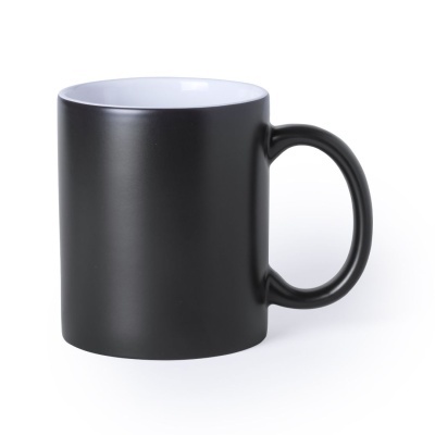 Caneca preta mate com interior branco