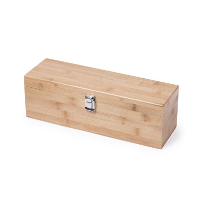 Caixa rectangular de madeira com fecho metálico