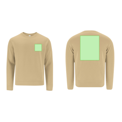 Sweatshirt bege com manchas verdes no peito e costas