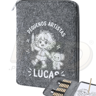 Estojo de lápis de cor com desenho infantil e nome Lucas