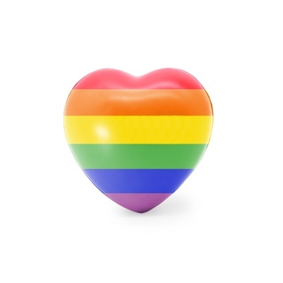 Almofada coração com cores do arco-íris