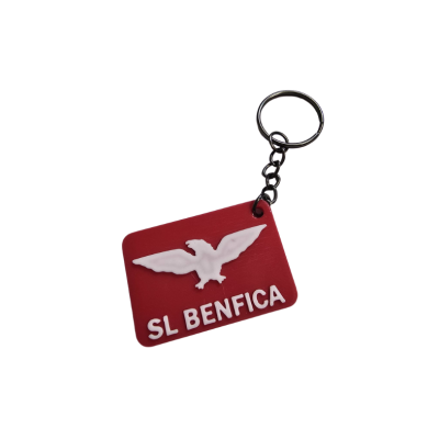 Chaveiro vermelho com águia e texto SL BENFICA branco
