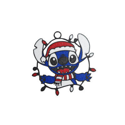 Ornamento decorativo de personagem azul com gorro e cachecol de Natal