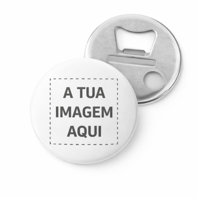 Abridor de garrafas redondo com frente branca personalizada