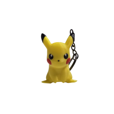 Chaveiro Pikachu amarelo com corrente metálica