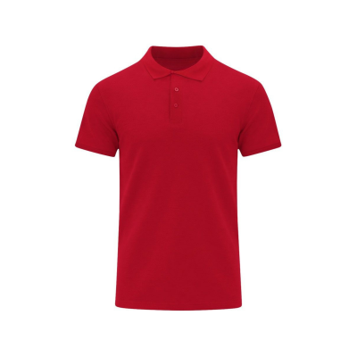 Polo vermelho de manga curta com gola e botões