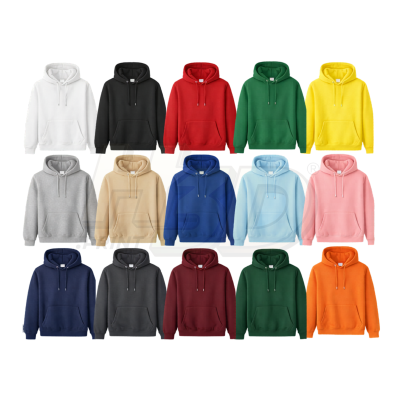 Sweatshirts coloridas com capuz em três filas, várias cores