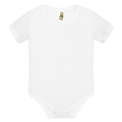 Body branco de bebé com botões de pressão
