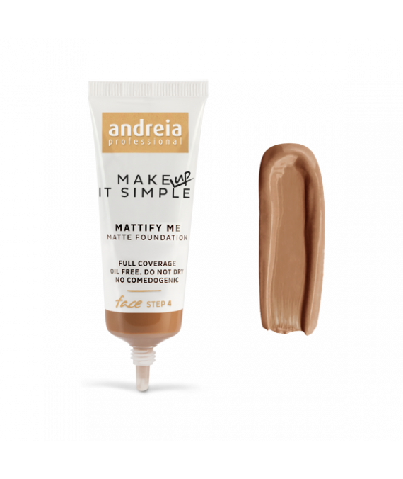 Andreia Face MATTIFY ME Matte Foundation 06 25ml Base matte andreia professional em tubo com amostra do produto castanho