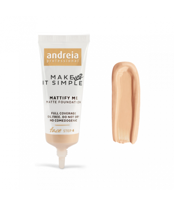 Andreia Face MATTIFY ME Matte Foundation 01 25ml Base de maquilhagem cremosa mate Andreia Professional com amostra da cor ao lado