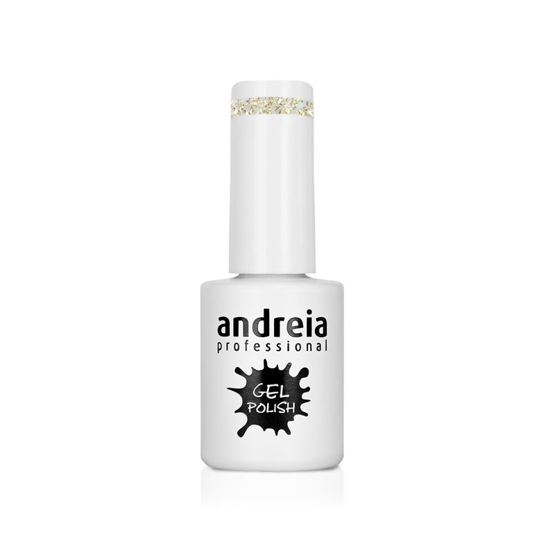 AndreiaProfissional Verniz de Gel 253 - 10.5ml Verniz de gel branco Andreia Professional com tampa e detalhe dourado