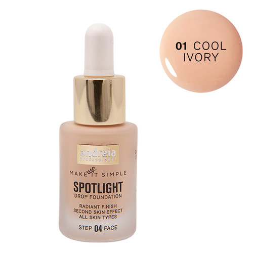 Andreia Base Líquida Spotlight 01 Cool Ivory 14 ml Base líquida Bateria Professional Spotlight Drop Foundation 01 Cool Ivory