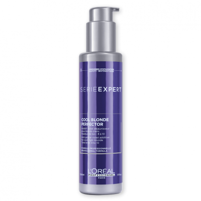 Frasco do produto L'Oréal Série Expert Cool Blonde Perfector com dispensador