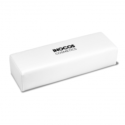 Bloco retangular branco para unhas com texto INOCOS COSMETICS
