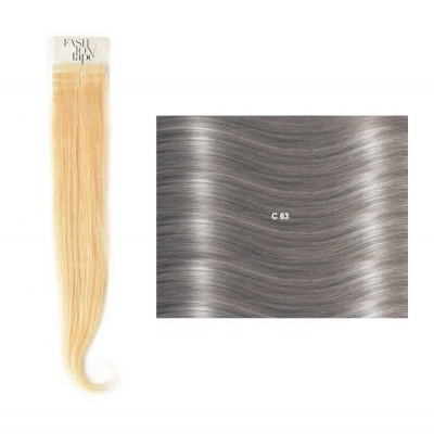 Extensão de cabelo loiro claro com amostra de cabelo cinza prateado C 63