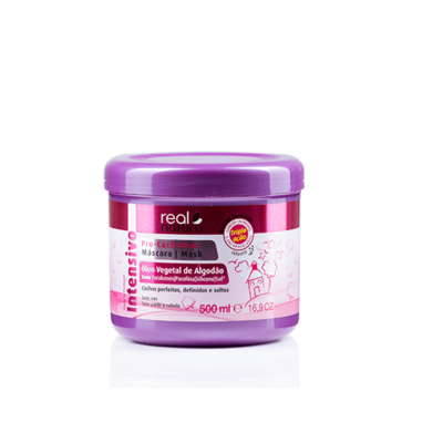 Máscara capilar Real Natura intensiva para cachos, frasco roxo de 500 ml