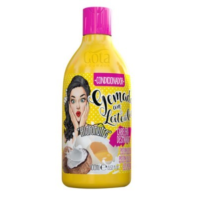Condicionador Gemada com Leite de Coco em embalagem amarela com tampa rosa